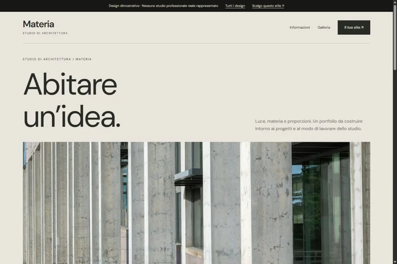 Anteprima del sito dimostrativo Materia