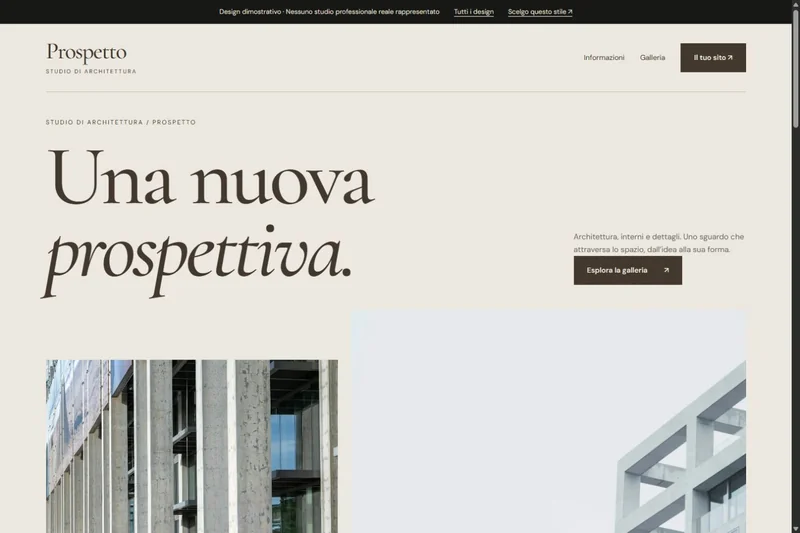 Anteprima del sito dimostrativo Prospetto