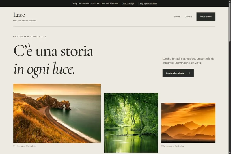 Anteprima del sito dimostrativo Luce