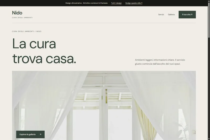 Anteprima del sito dimostrativo Nido