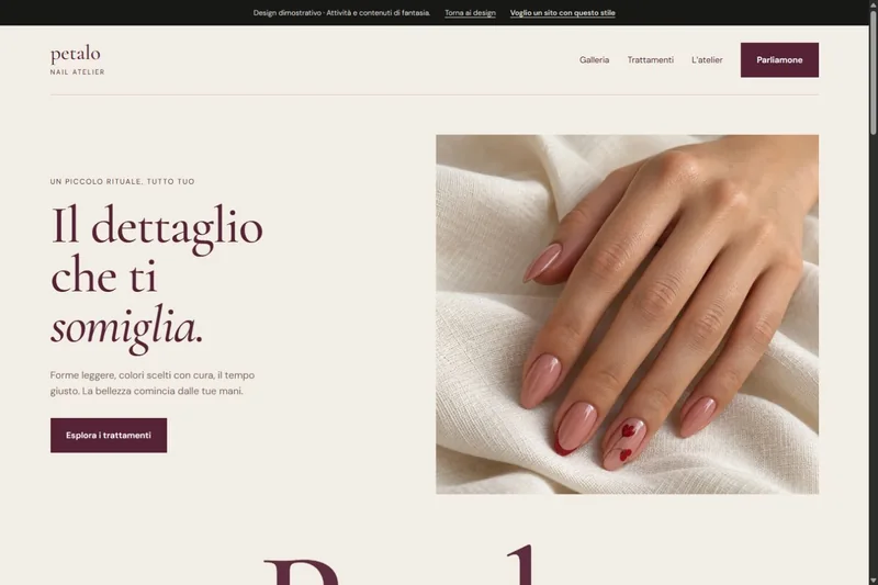 Anteprima del sito dimostrativo Petalo